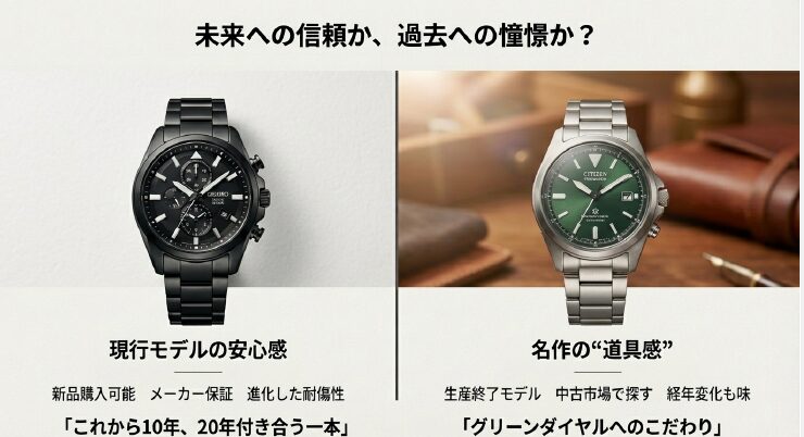 画像タイトル： 現行モデルと生産終了モデルの選び方

代替テキスト： 新品保証のある現行モデルと、中古市場でのみ入手可能な旧モデルPMD56-2952のメリット・デメリット比較