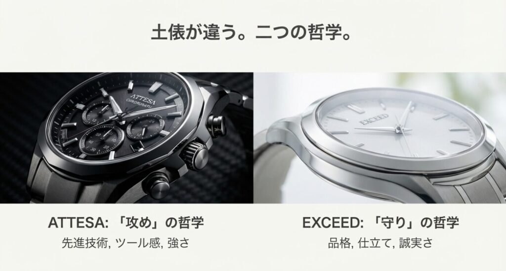 画像タイトル: どちらを選んでも後悔はない
代替テキスト: 夕日を眺める男性の後ろ姿と腕時計。「最高の相棒が見つかることを」というメッセージ。