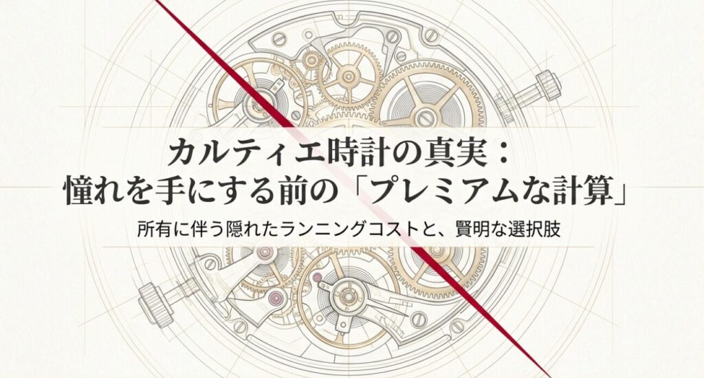 画像タイトル: カルティエ時計の真実とランニングコスト


代替テキスト: カルティエ時計の真実：憧れを手にする前の「プレミアムな計算」所有に伴う隠れたランニングコストと賢明な選択肢と書かれたタイトル画像
