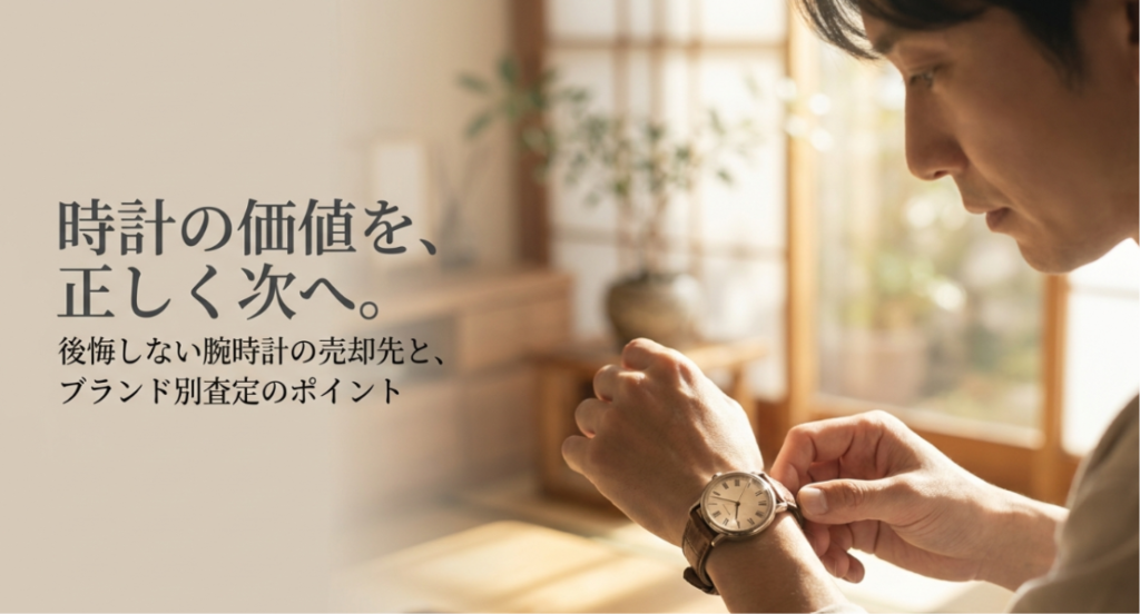 画像タイトル: 腕時計の価値を正しく次へつなぐ売却判断
代替テキスト: 腕時計を手放す前に売却先やブランド別査定のポイントを考える男性のイメージ